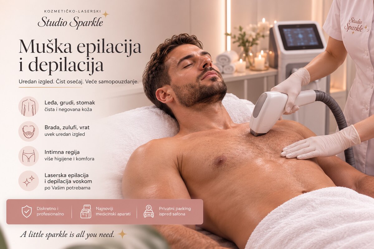 Muška epilacija i depilacija Beograd - laserski tretman grudi kod muškarca u Studio Sparkle Mirijevo